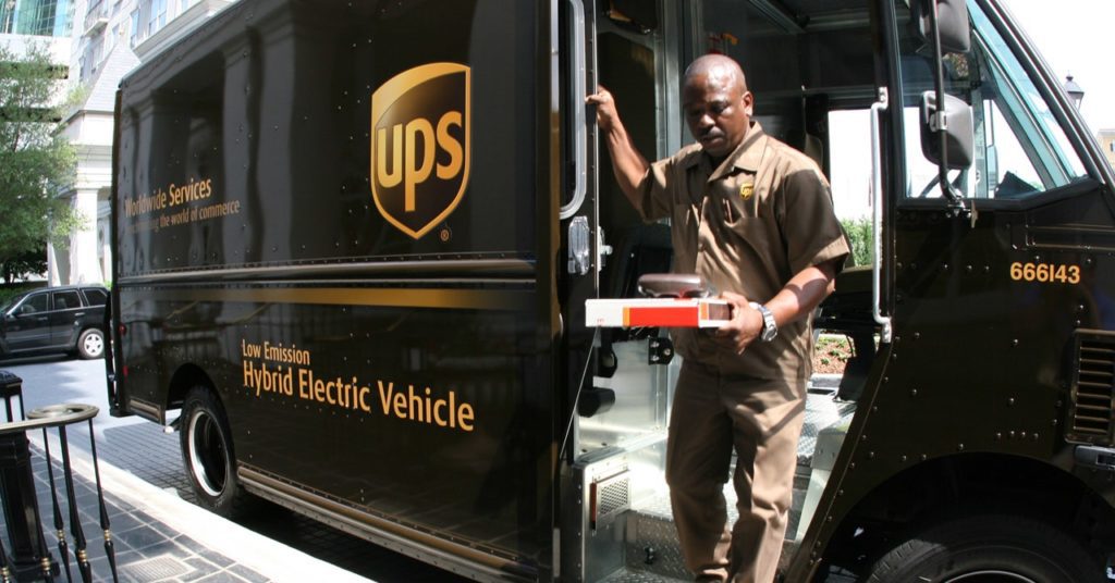UPS truck making a delivery